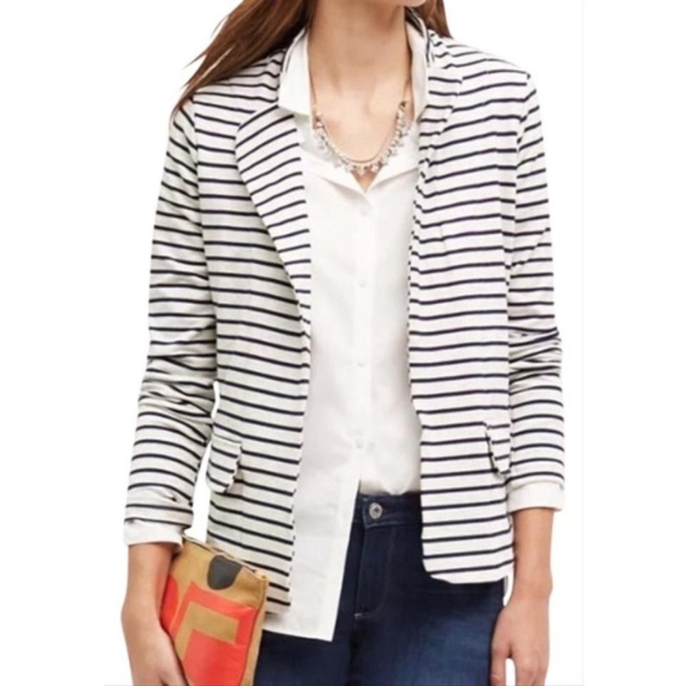 Anthropologieโ Small S Dolan Left Coast Ava Gray Navy Blue Striped Blazer Jacket